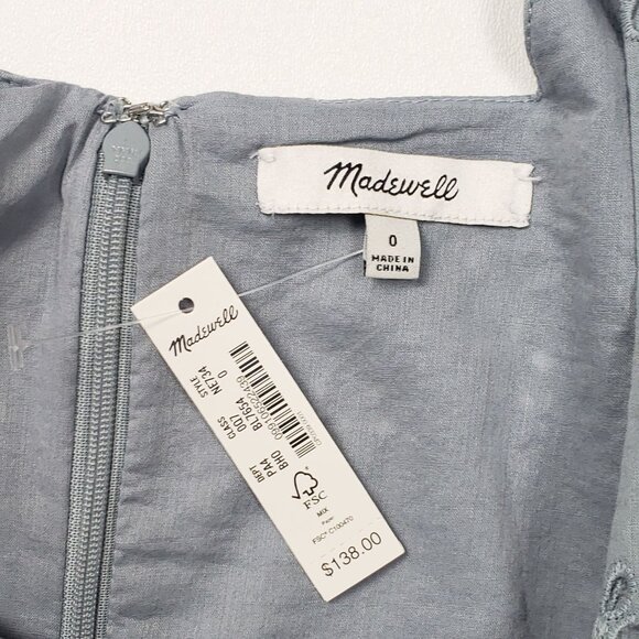 Madewell Eyelet Lizzie Babydoll Dress in Blue Horizon Women's Size 0 [NE734] NWT - Picture 2 of 16